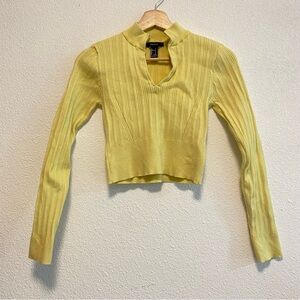 Forever 21 Light Yellow Ribbed Knit Crop Top